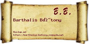 Barthalis Bátony névjegykártya